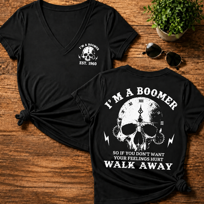 I'm A Boomer Walk Away Custom Year Skull Woman V-Neck