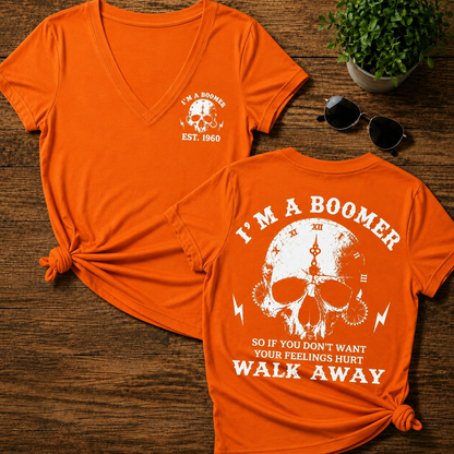 I'm A Boomer Walk Away Custom Year Skull Woman V-Neck