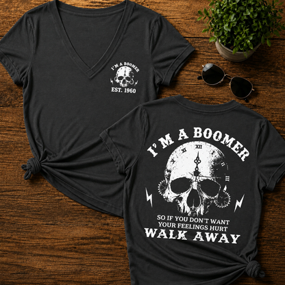 I'm A Boomer Walk Away Custom Year Skull Woman V-Neck