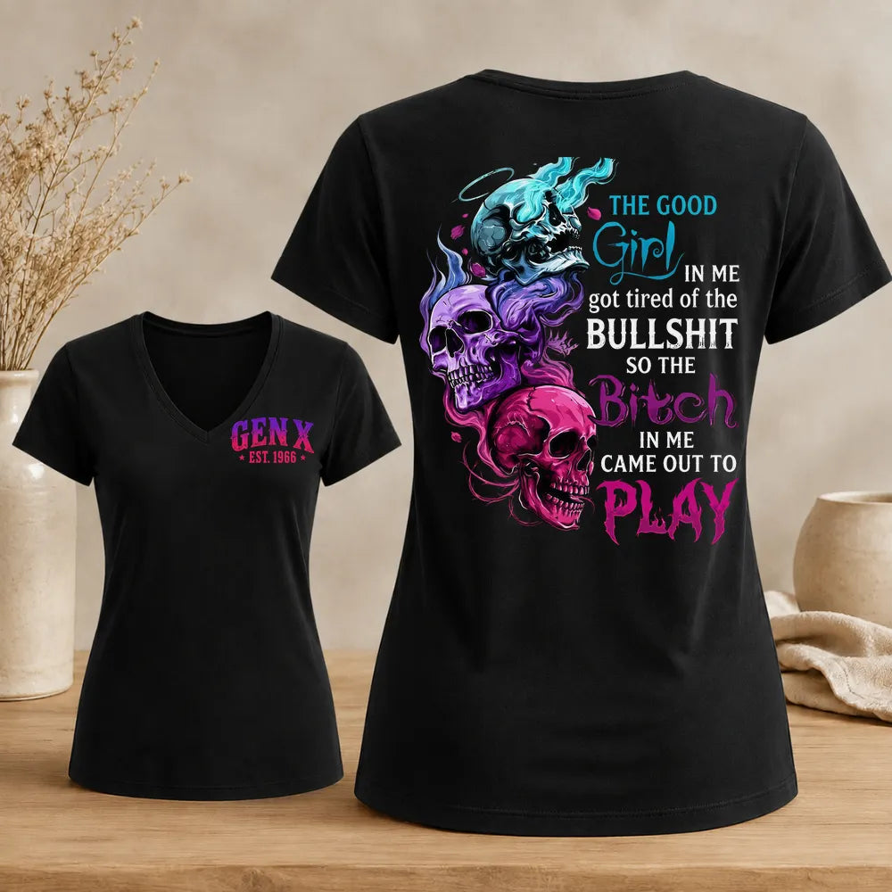 Good Girl Gone Bad – Custom EST. Year Gen X Women's V-Neck Tee